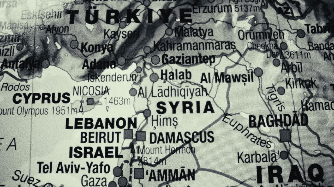 Close-up of a Map of the Middle East