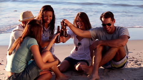group of friends clinking