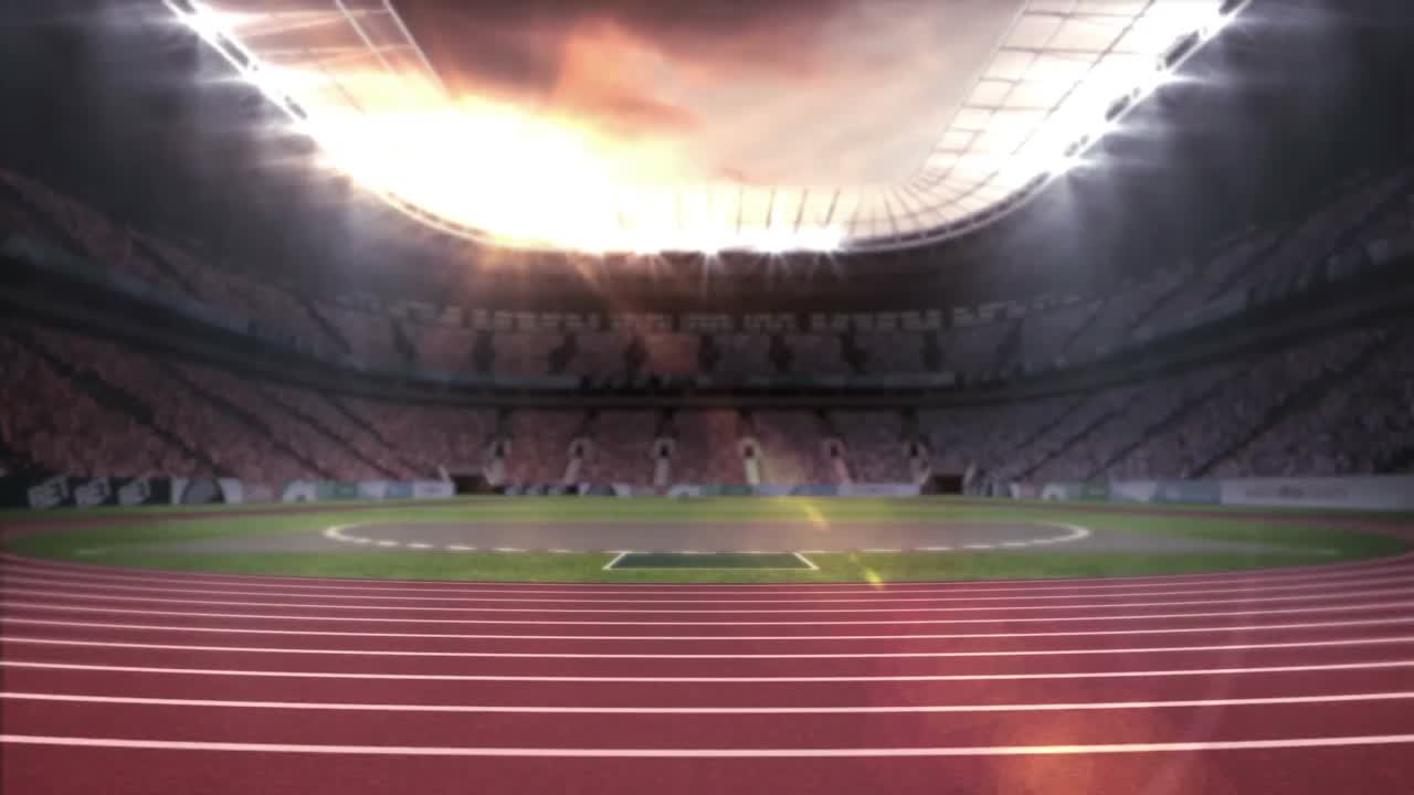 video generado digitalmente del estadio de atletismo 4k
