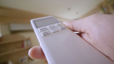 에어컨 온도 리모콘의 매크로 샷