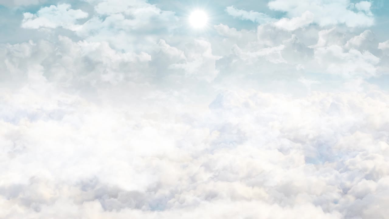 Blue sky with white weather clouds and sun loop animation background green screen alpha the summer