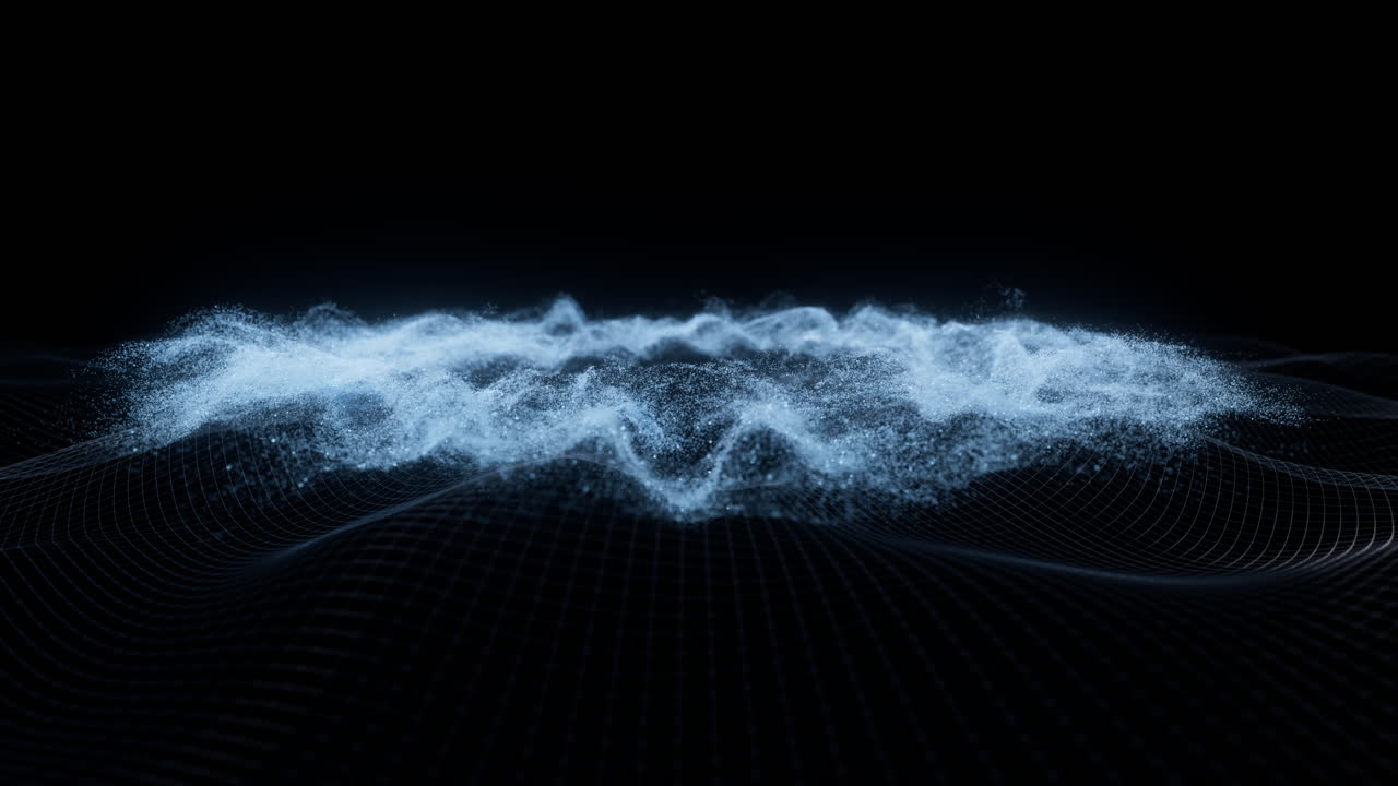 Abstract wave particles background, 3d rendering.