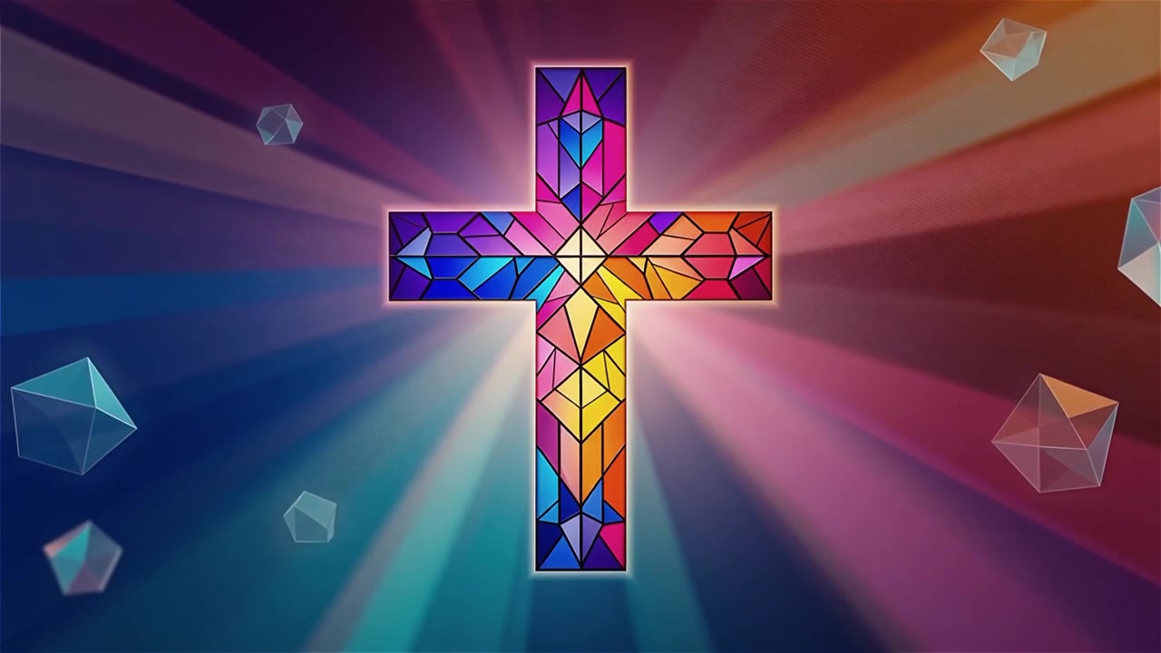 Cruz Cristiana con Luz Celestial, Fondo para Adoración.