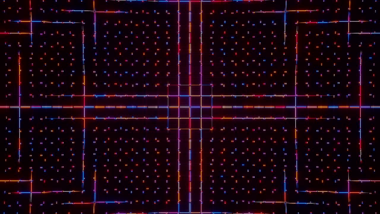 빛나는 선과 점의 디스코 레트로 애니메이션.