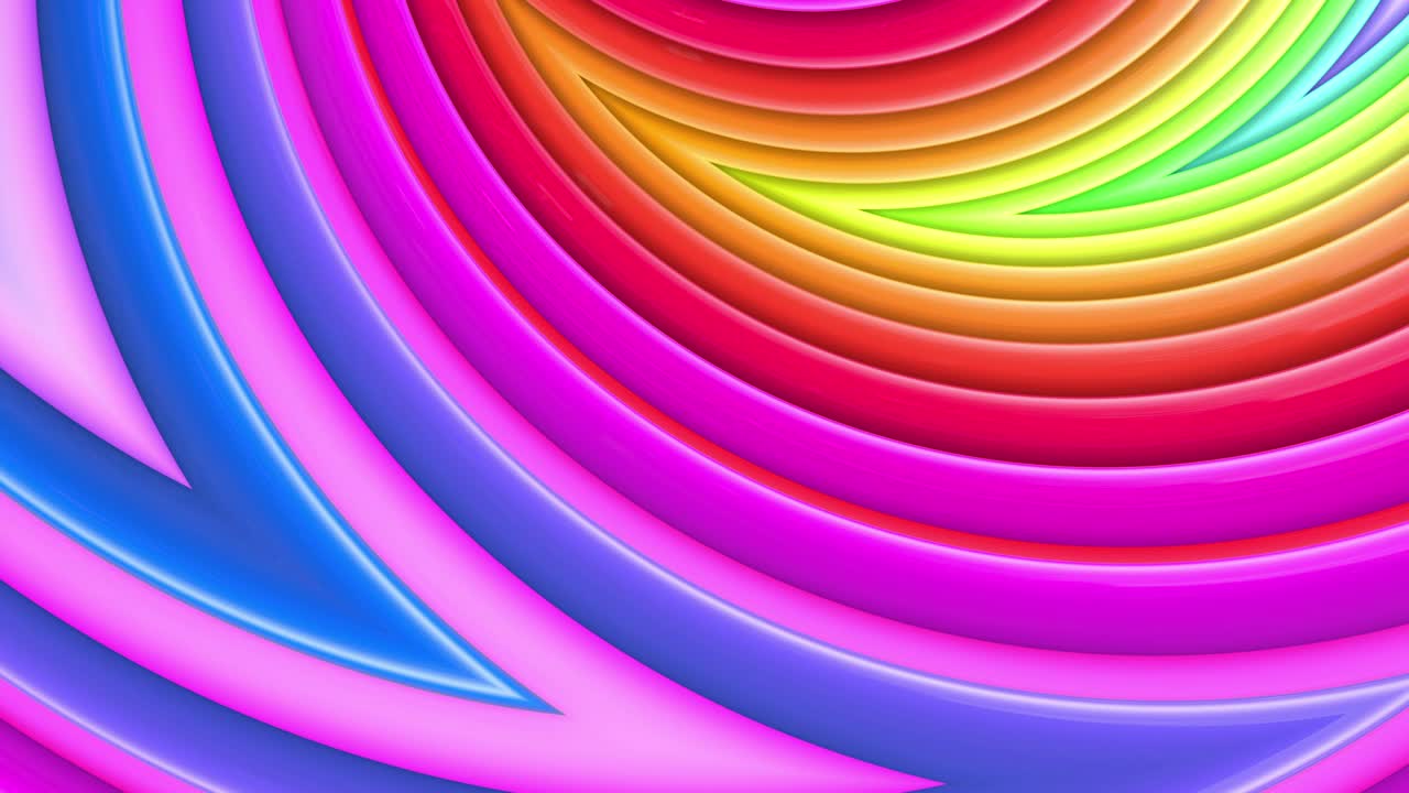 3d abstracto sin costuras colores brillantes del arco iris de fondo en 4k con ondas. rayas de gradiente multicolores se mueven cíclicamente en un estilo creativo de dibujos animados simple. animación suave en bucle.