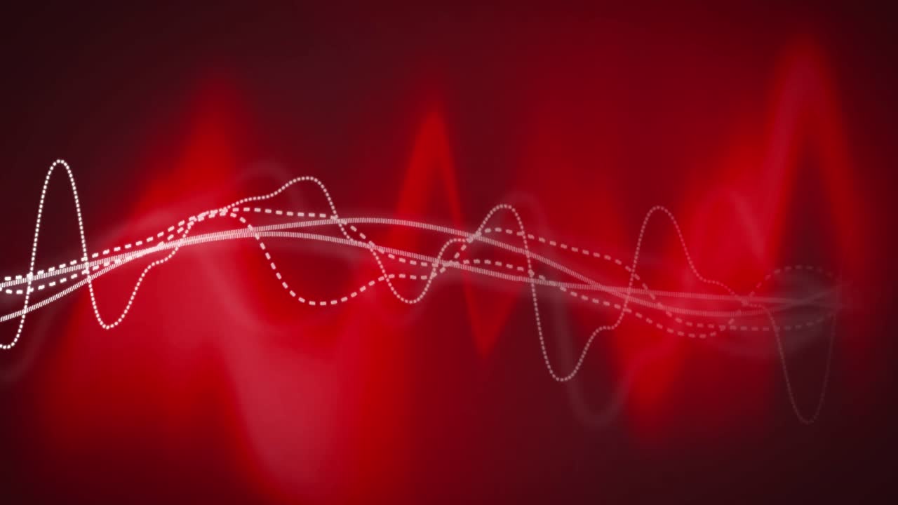 onda de datos blanca sobre energía roja brillante sobre fondo negro