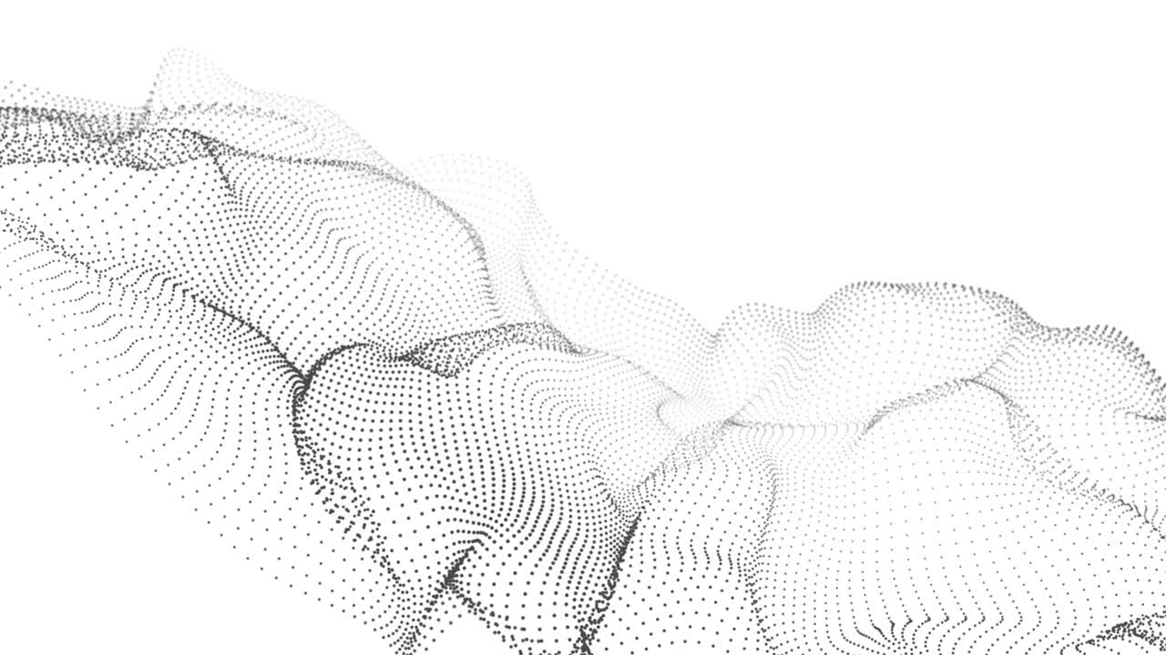 ondata dinamica con molti punti. sfondo di movimento astratto di punti. tecnologia o scienza. 3d rendering seamless loop. 4k