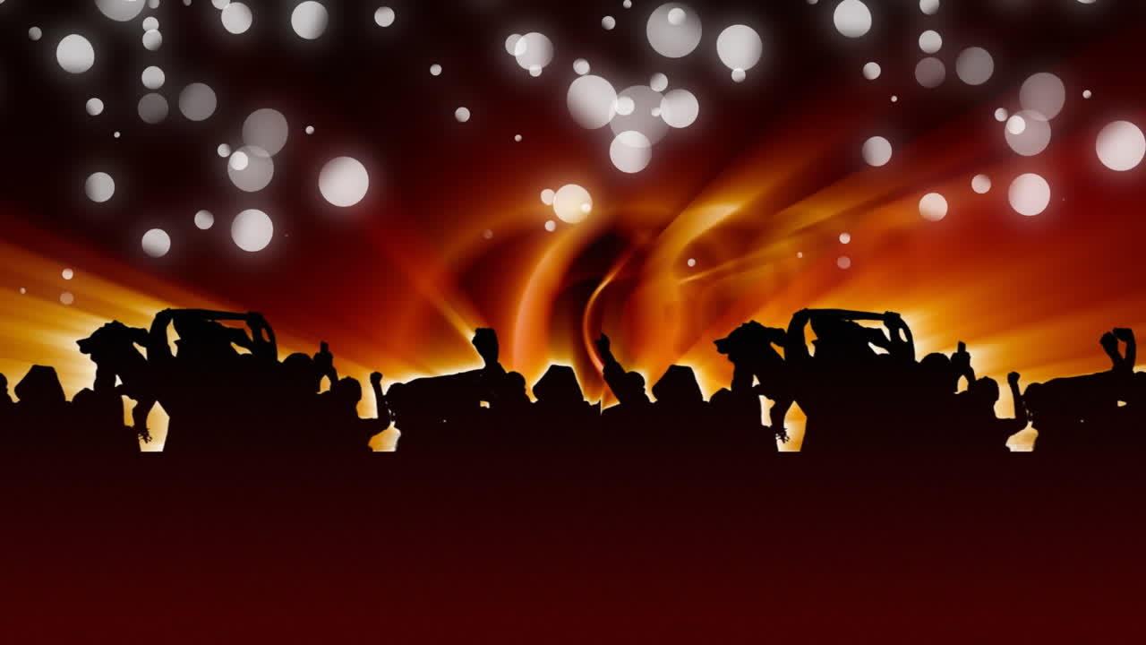 보케 조명과 축하하는 군중