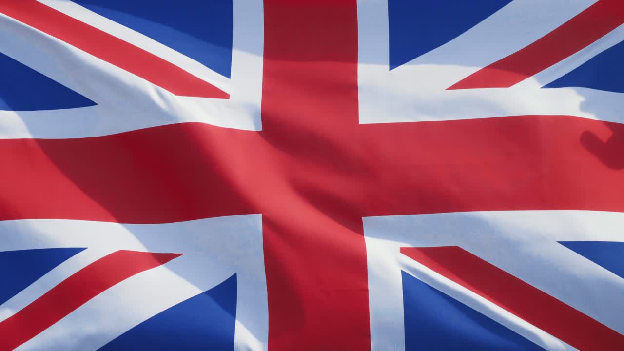 detalle de la bandera británica en movimiento