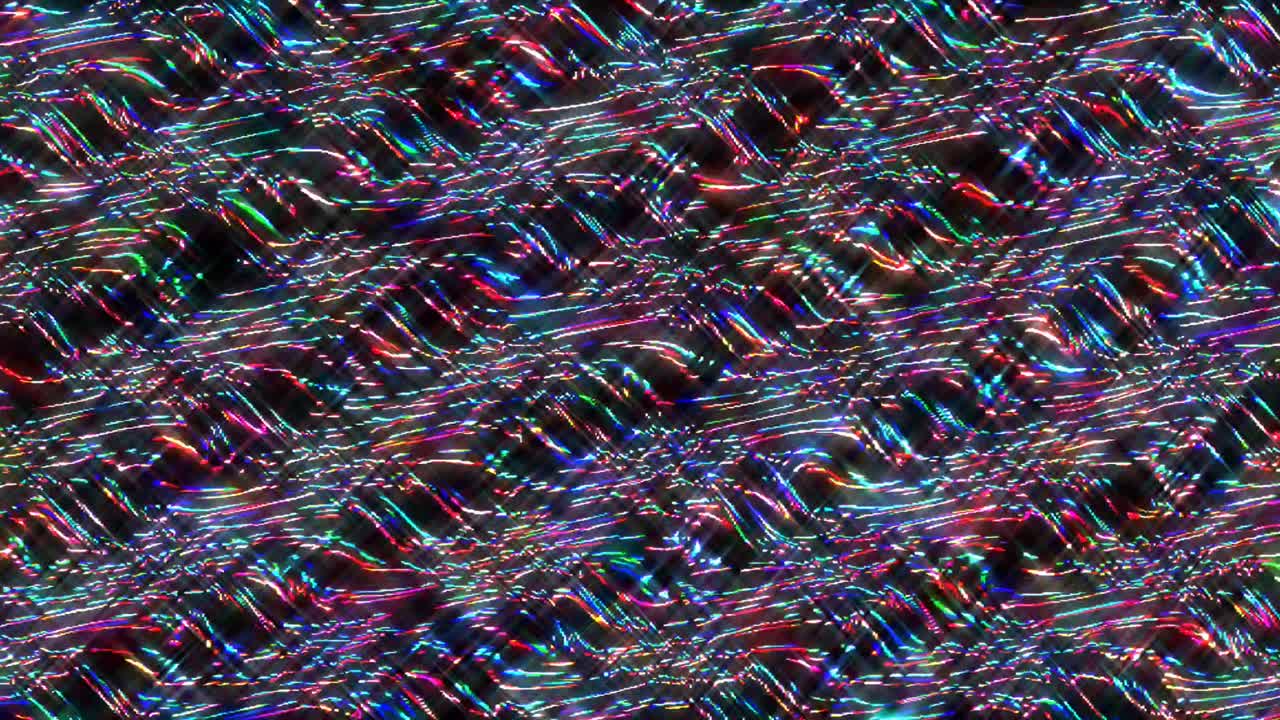 3D shining bright lines set wave motion, color full, on black background