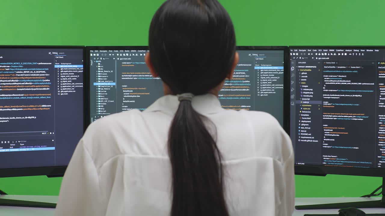 Woman Programmer Focused on Coding