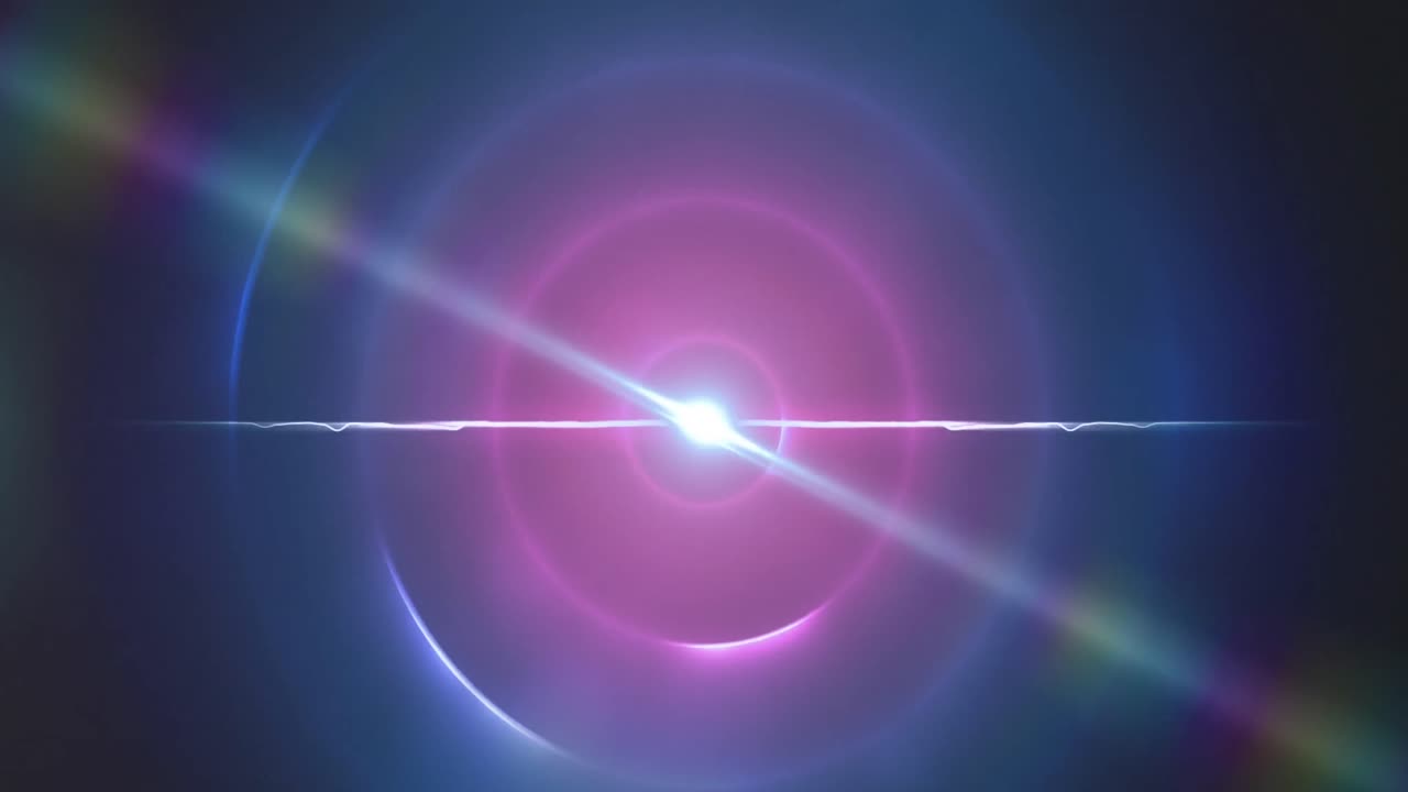 검은색 배경 위에 움직이는 밝은 점과 원의 애니메이션