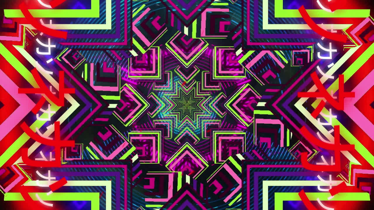 animación de túneles digitales y formas sobre fondo negro