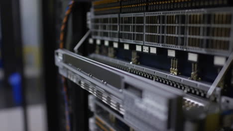 close-up of server rack components