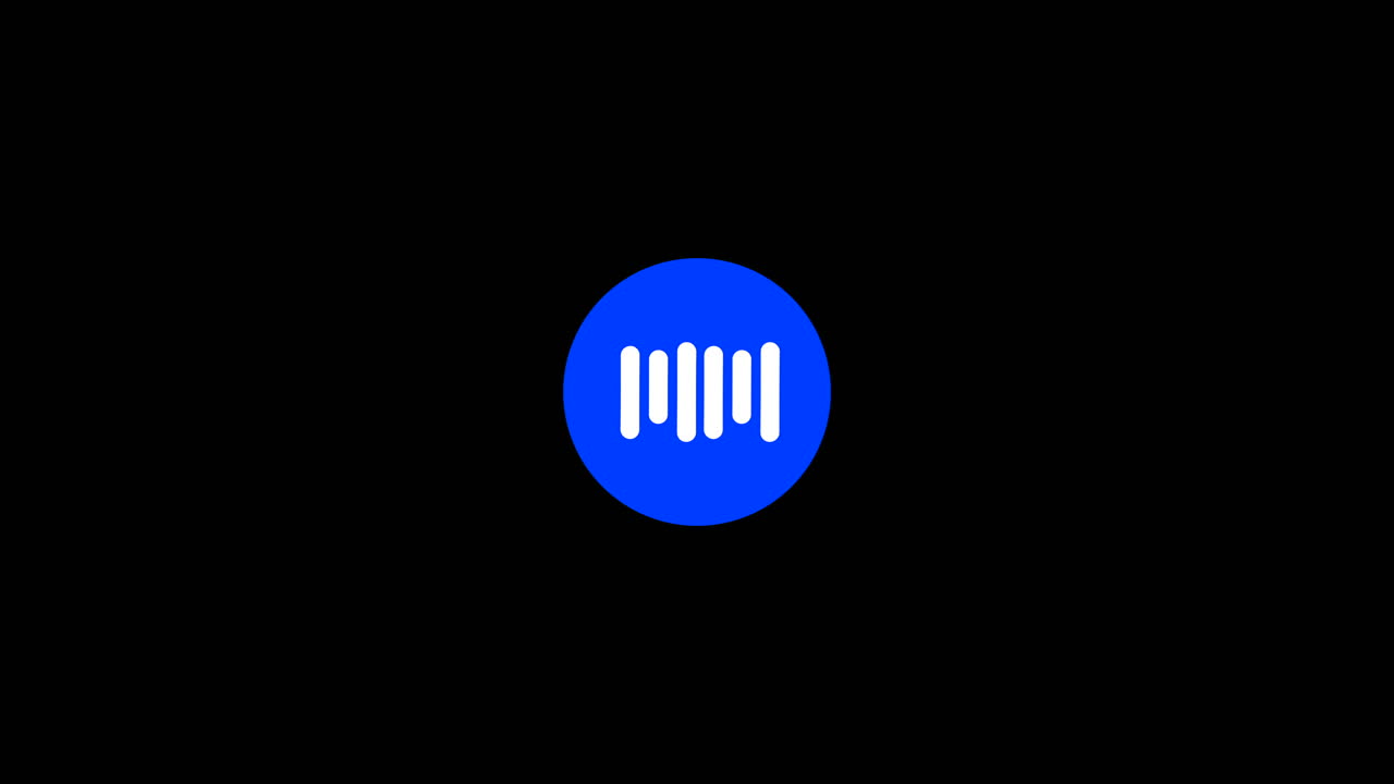 Blue Audio Sound pulse icon recording signal overlay on black screen