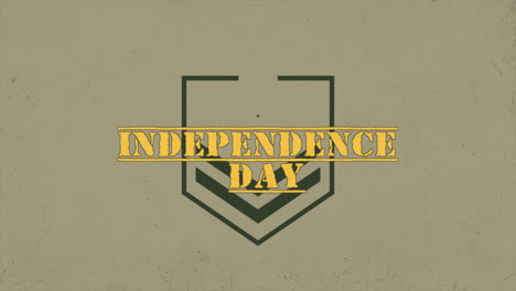 text independence day on military background with green defense pattern and star