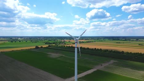 Aerial-drone-view-of-wind-power-turbines,-part-of-a-wind-farm