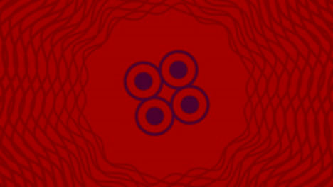 Graphic object that rotates in the center, increasing and then reducing size within a graphic frame, while the background quickly changes color creating a psychedelic effect, in 16: 9 video format