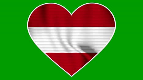 Austria Heart Love Flag Loop - Realistic 4K flag waving in the wind. Seamless loop with highly detailed fabric texture