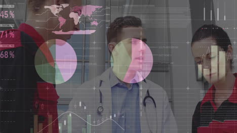 animation of financial data processing over diverse doctors in hospital