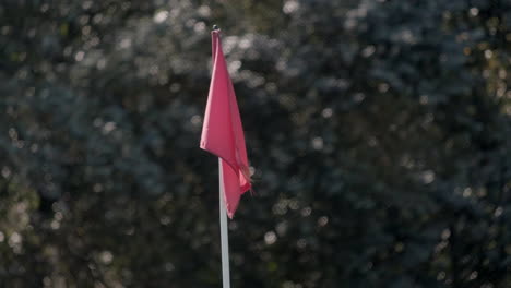 golf flag moving slowly in the wind during a sunny afternoon