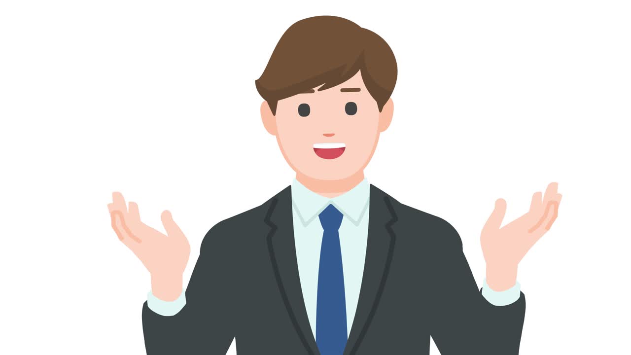 색 배경에 고립된 말하는 사업가