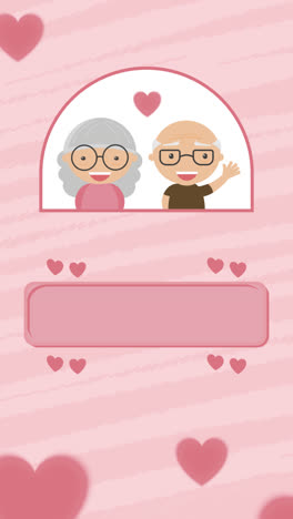 Motion-Graphic-of-Pink-background-with-grandparents-in-love-in-flat-design