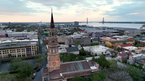 aerial pullout from st philips church in charleston sc, south carolina