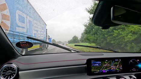 car journey in rainy birmingham, england