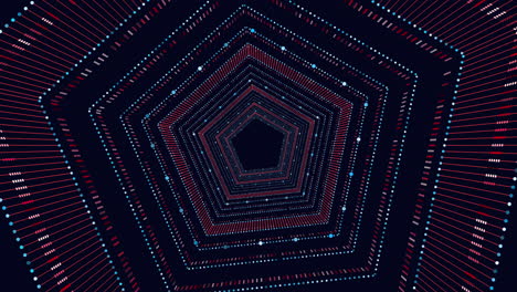 ilustración digital hexagonal abstracta líneas rojas y negras simétricas sobre un fondo oscuro