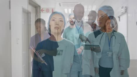 video montage of diverse male and female medical staff, doctors and surgeons in hospital