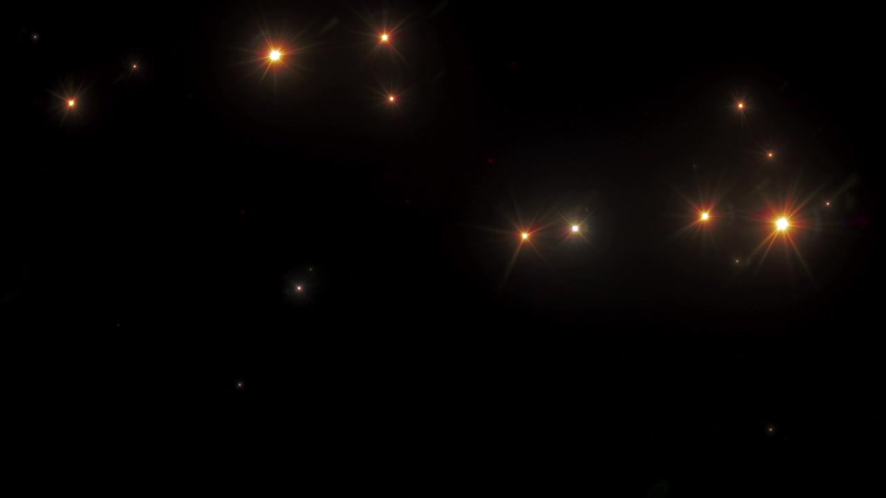 Dynamic Sparkling Lights and Lens Flares on Black Background