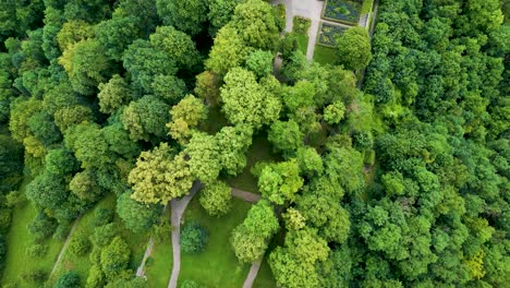 4k aerial drone video of the beautiful castle garden grounds the bavarian walled city of rothenburg, germany