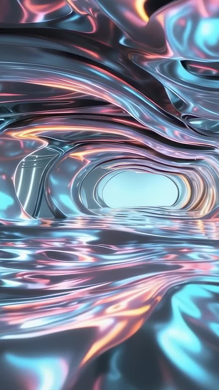 Vertical video: Starting camera gliding through wavy tunnel, with ...