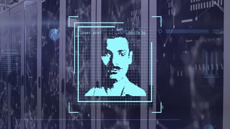 Animation-Der-Biometrischen-Foto--Und-Datenverarbeitung-über-Computerserver