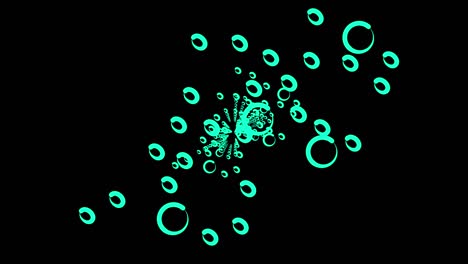 anillos voladores caóticos en el espacio, generados por computadora. renderización en 3d de círculos de trazos. fondo abstracto