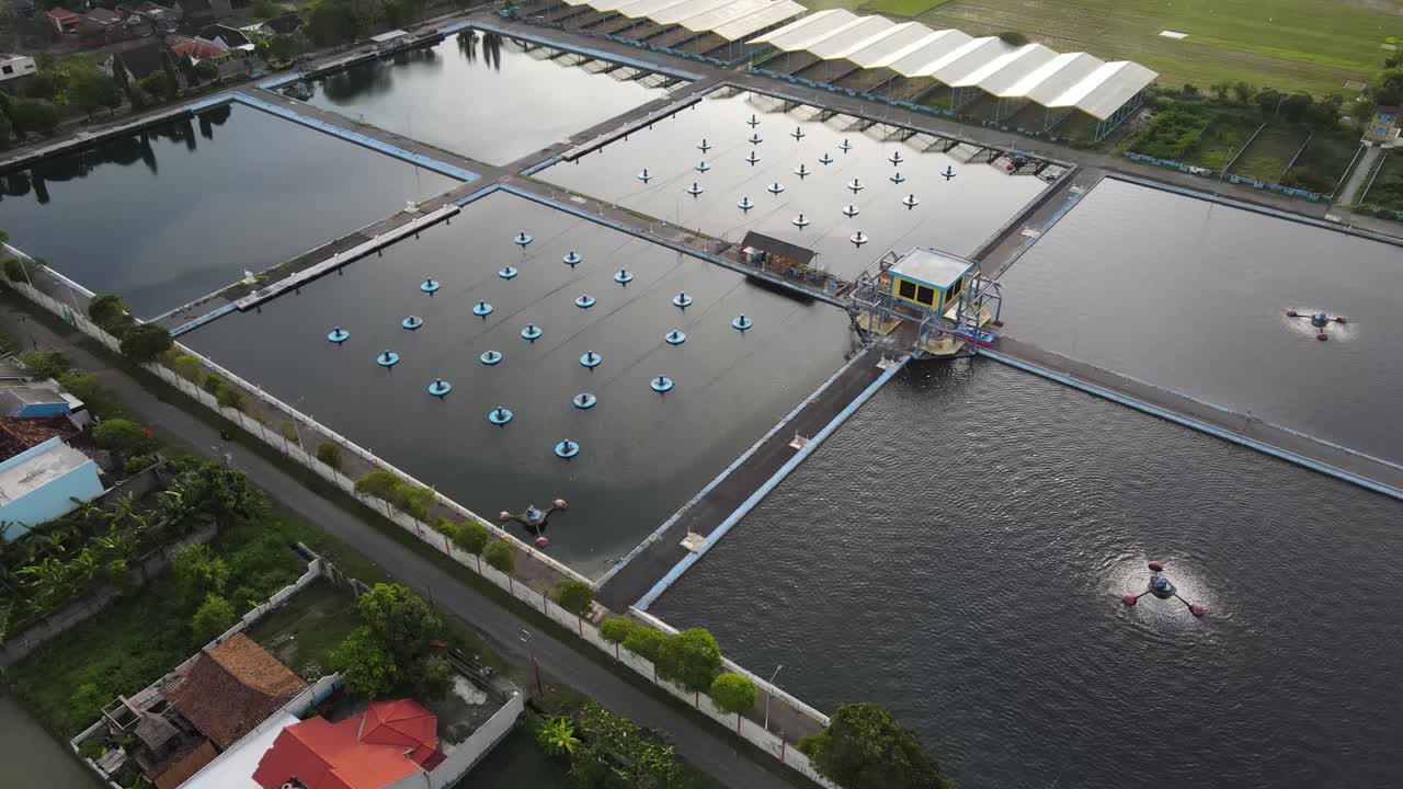 Aerial view wastewater treatment plant