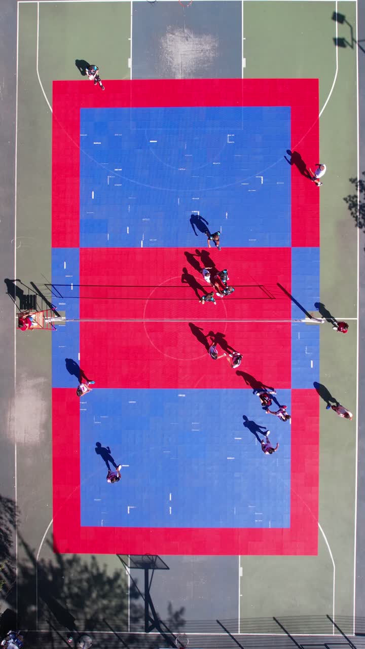 Aerial View of a Volleyball Game