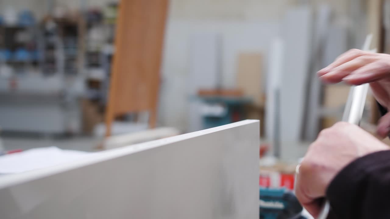 熟練した職人精密な工芸で家具の部品を組み立てる