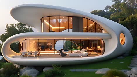modern futuristic luxury home with ocean view