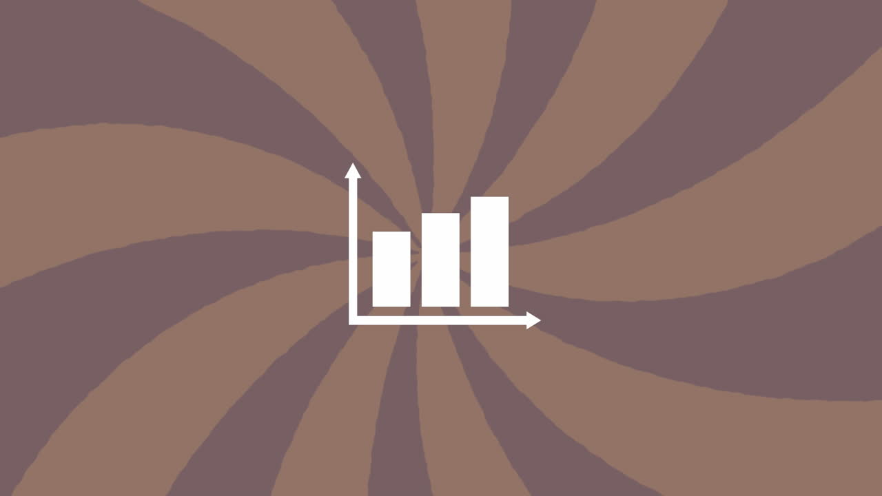 보라색 방사선 배경에 대한 바 그래프 아이콘의 애니메이션