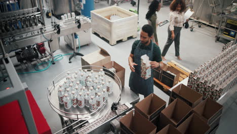 beverage production line in a factory