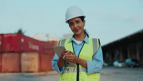 female engineer in a port environment