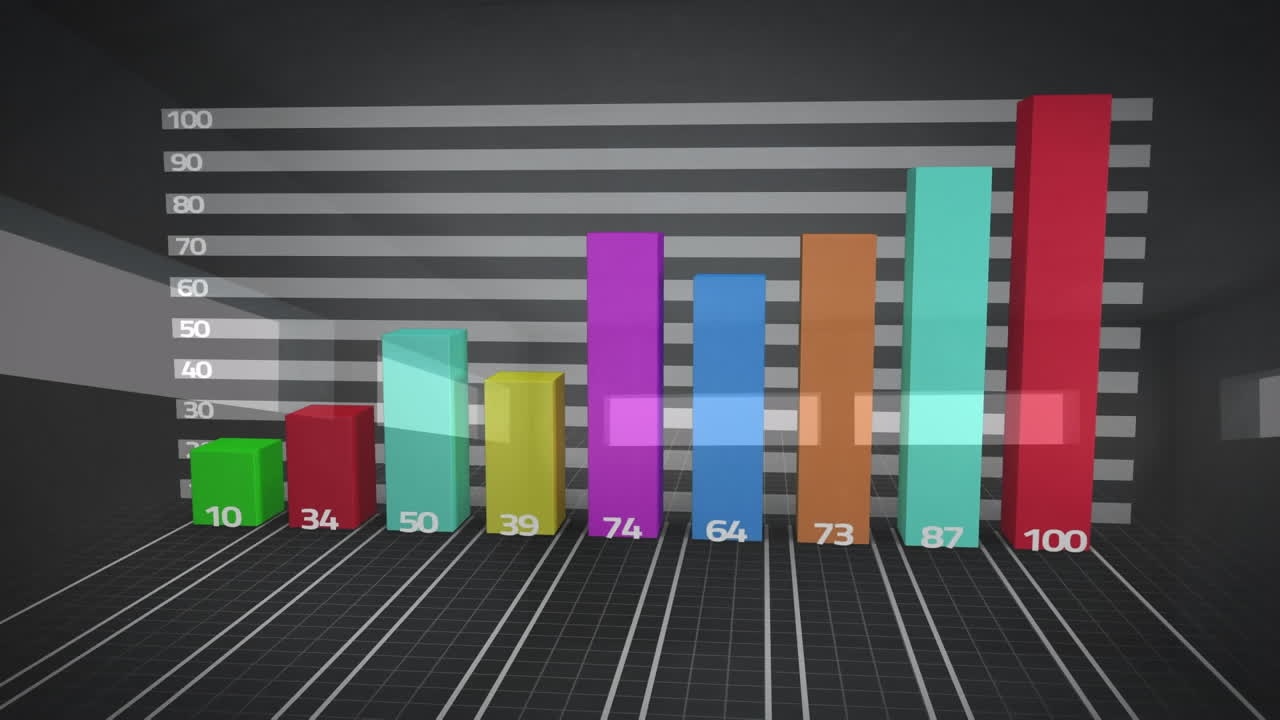 animación de estadísticas y procesamiento de datos sobre un fondo gris