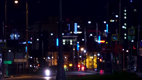 night city street with blue lights