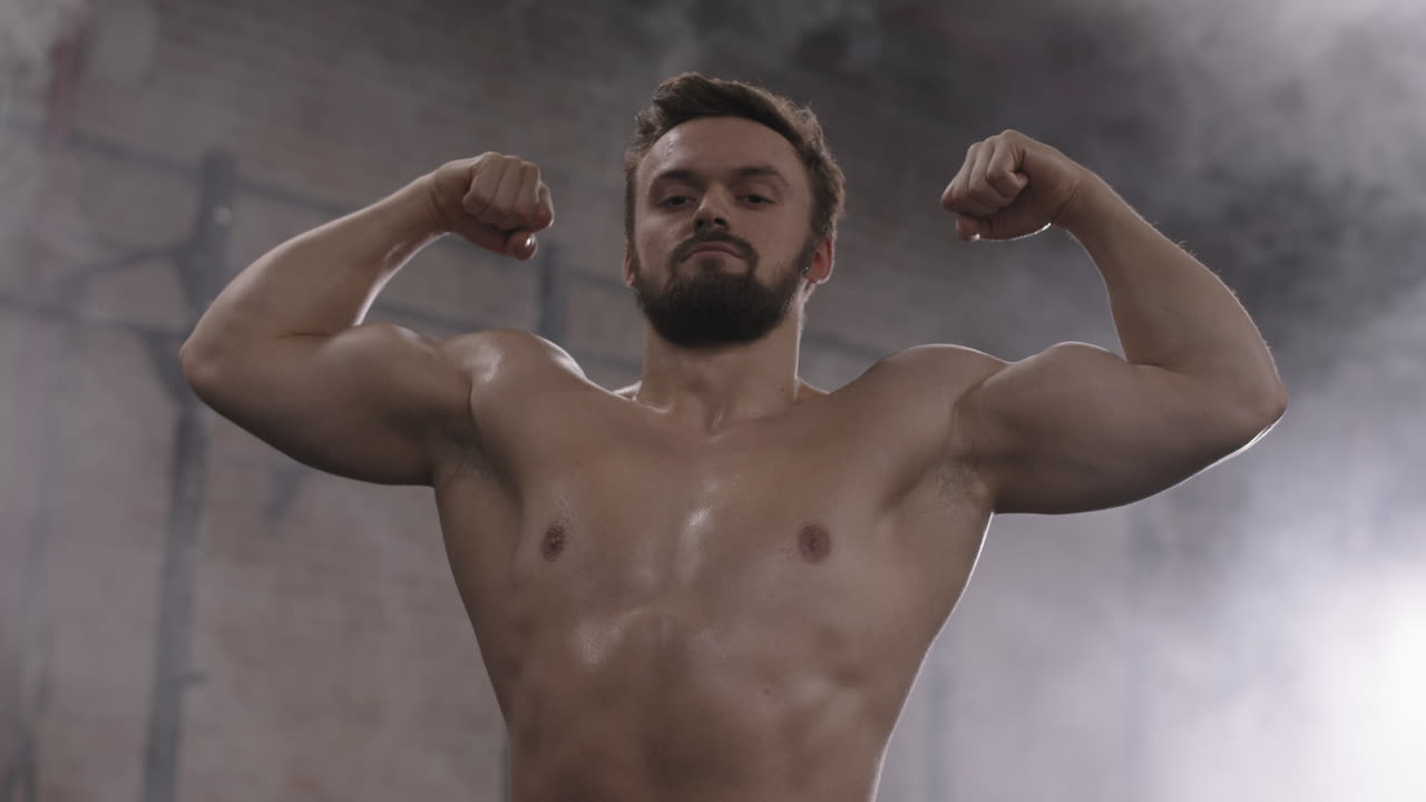 Portrait of Muscular Caucasian Sportsman