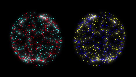 Animation-of-globes-of-connections-and-data-processing-over-black-background