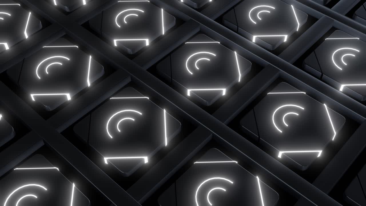 Abstract Geometric Pattern with Glowing Shapes