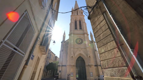 church sainte anne beige limestone walls in montpellier france