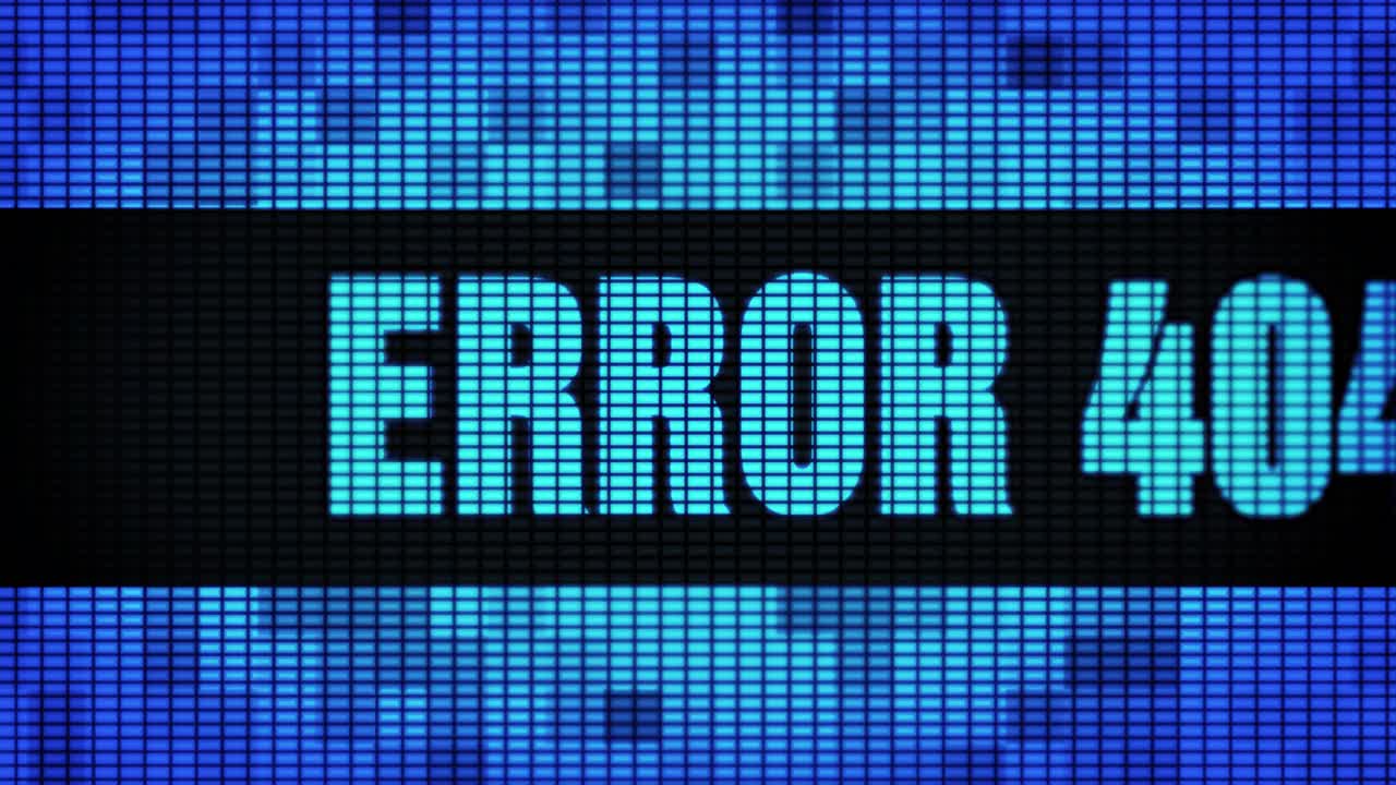 Error 404 Page Not Found on Digital Display